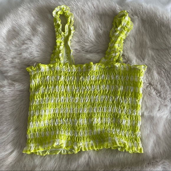 Miss Selfridge Bright Green/White Striped Crop Top - Picture 4 of 6